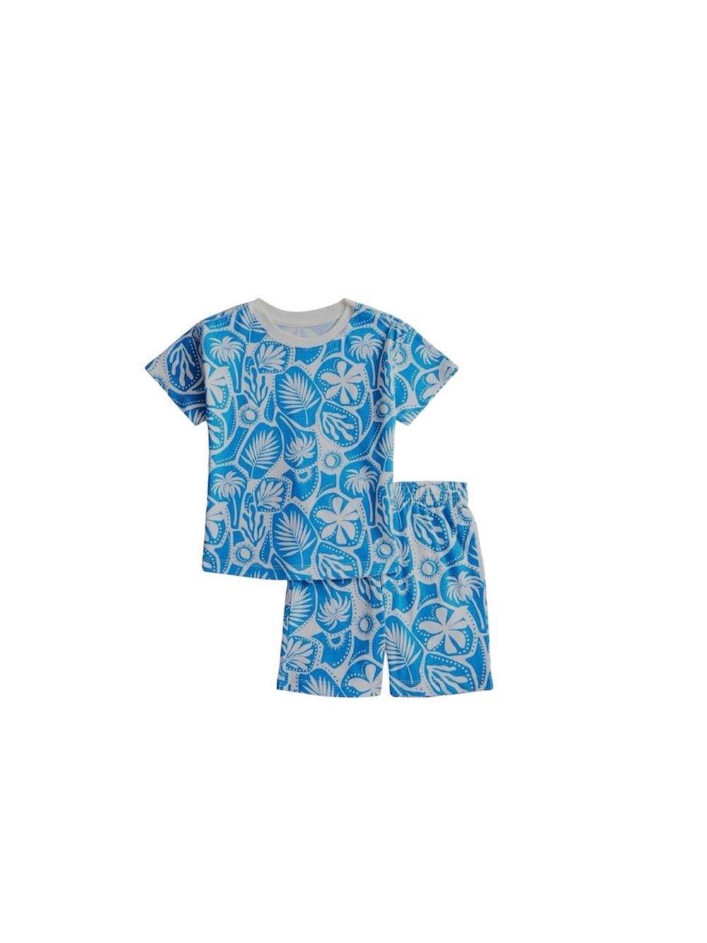 NWT Kids Blue Tropical Print Shorts Set Sz 4T